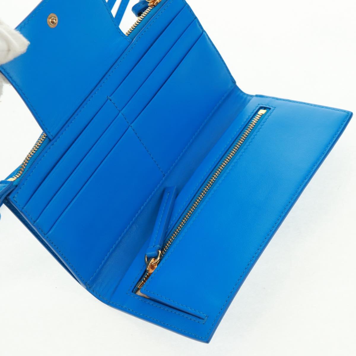JACQUEMUS Shoulder wallet Leather Blue Gold Auth 149891M