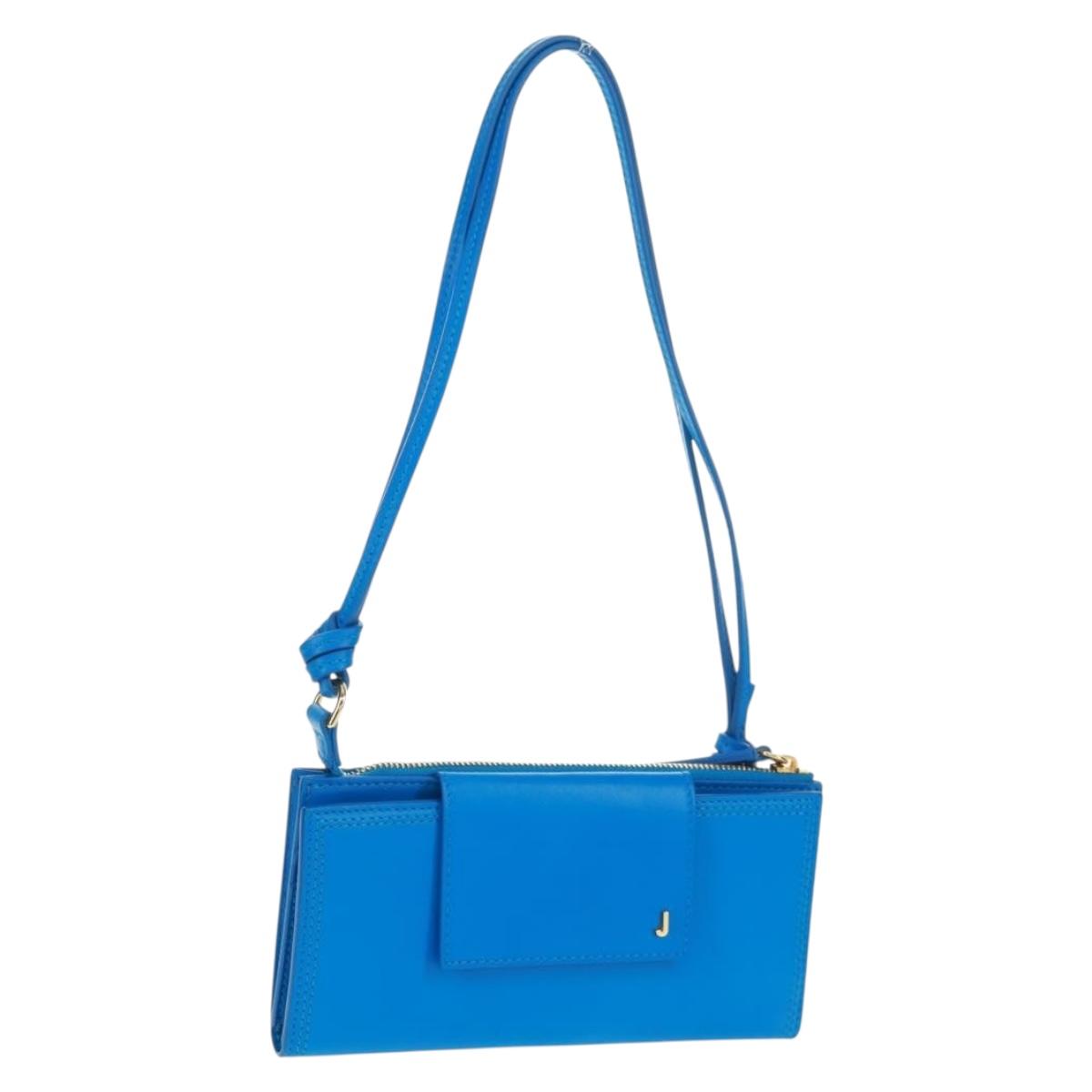 JACQUEMUS Shoulder wallet Leather Blue Gold Auth 149891M