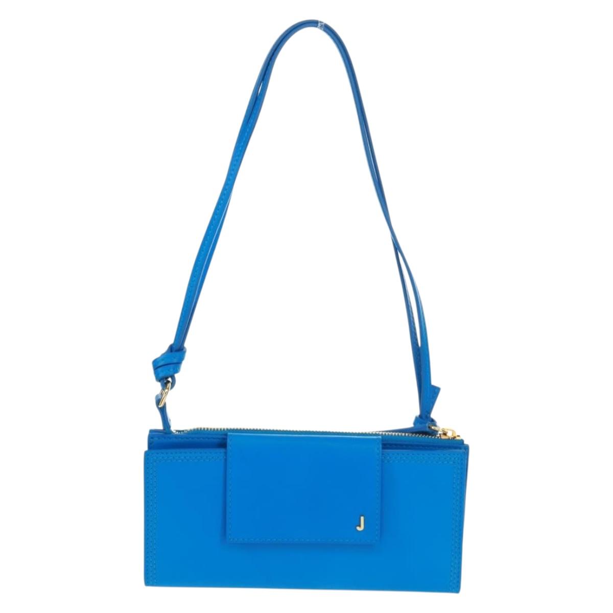 JACQUEMUS Shoulder wallet Leather Blue Gold Auth 149891M
