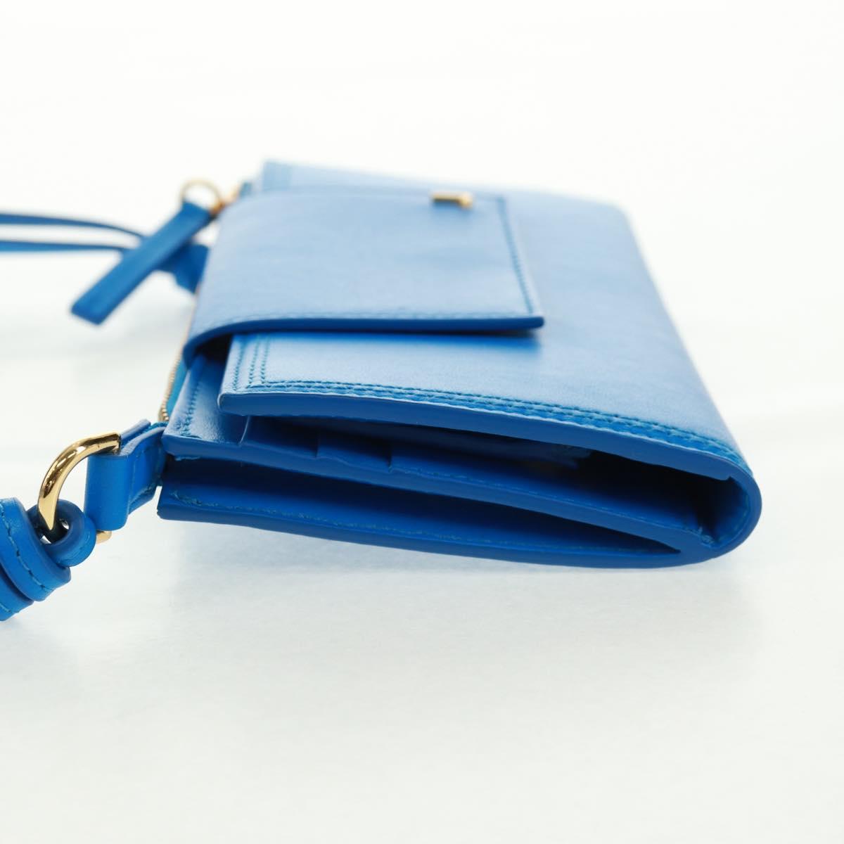 JACQUEMUS Shoulder wallet Leather Blue Gold Auth 149891M