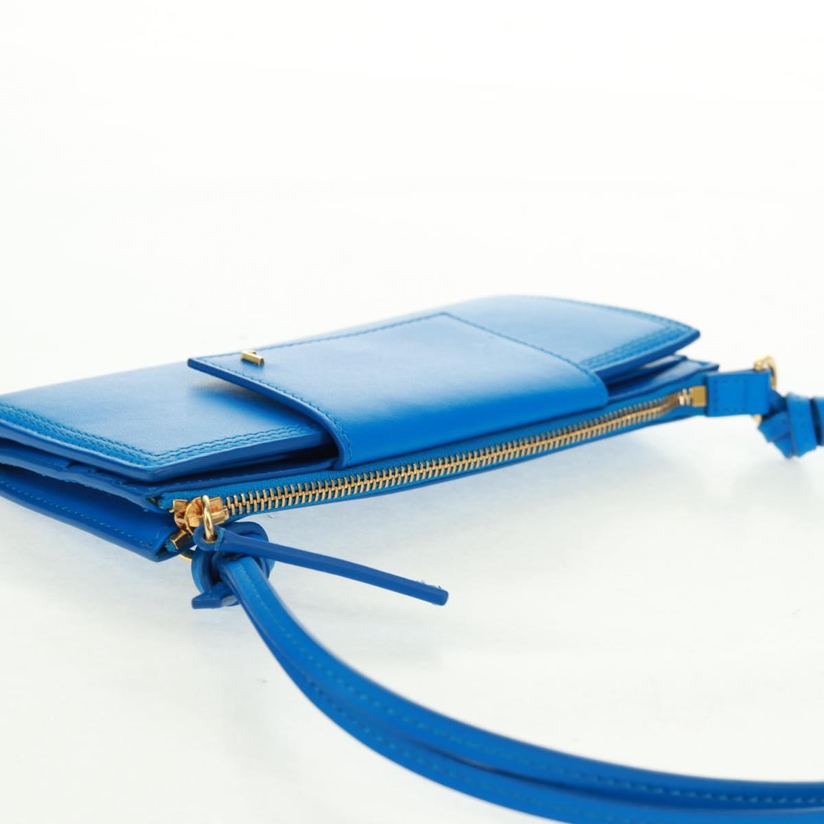 JACQUEMUS Shoulder wallet Leather Blue Gold Auth 149891M