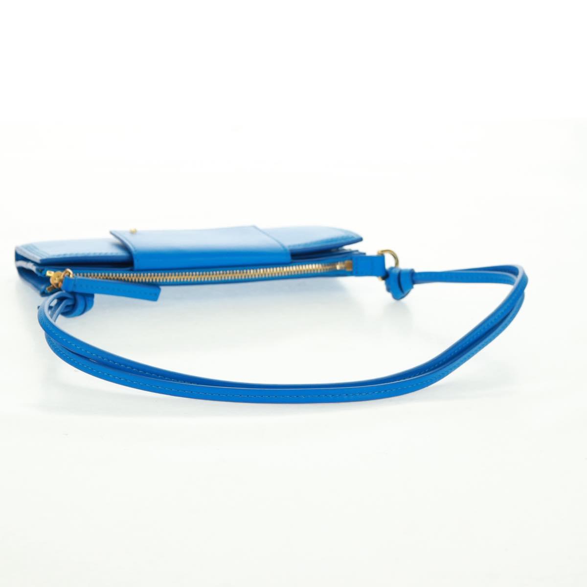 JACQUEMUS Shoulder wallet Leather Blue Gold Auth 149891M