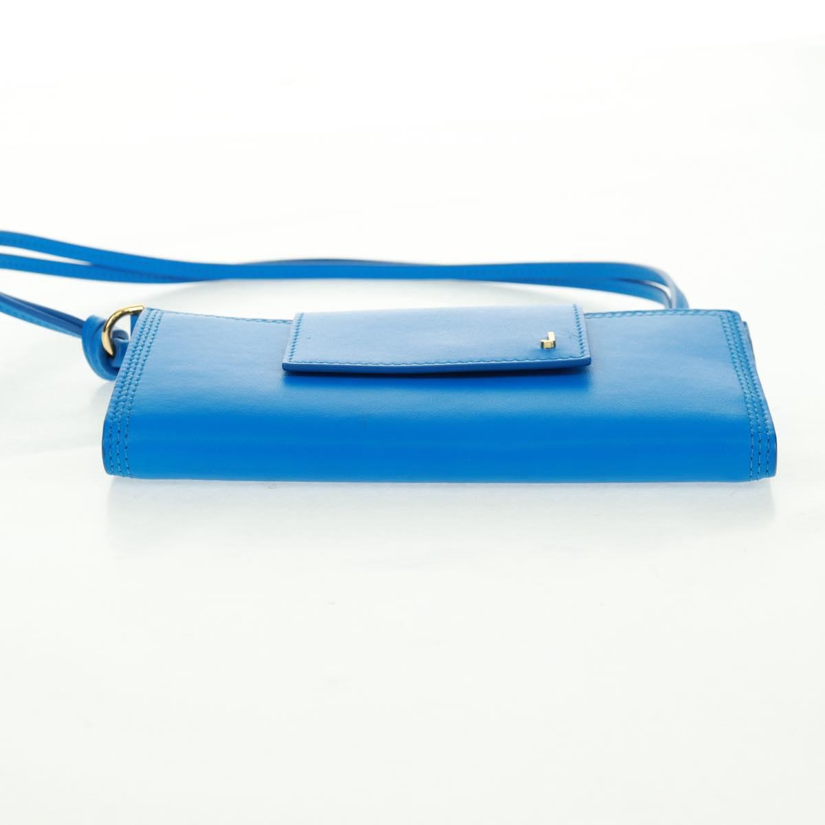 JACQUEMUS Shoulder wallet Leather Blue Gold Auth 149891M