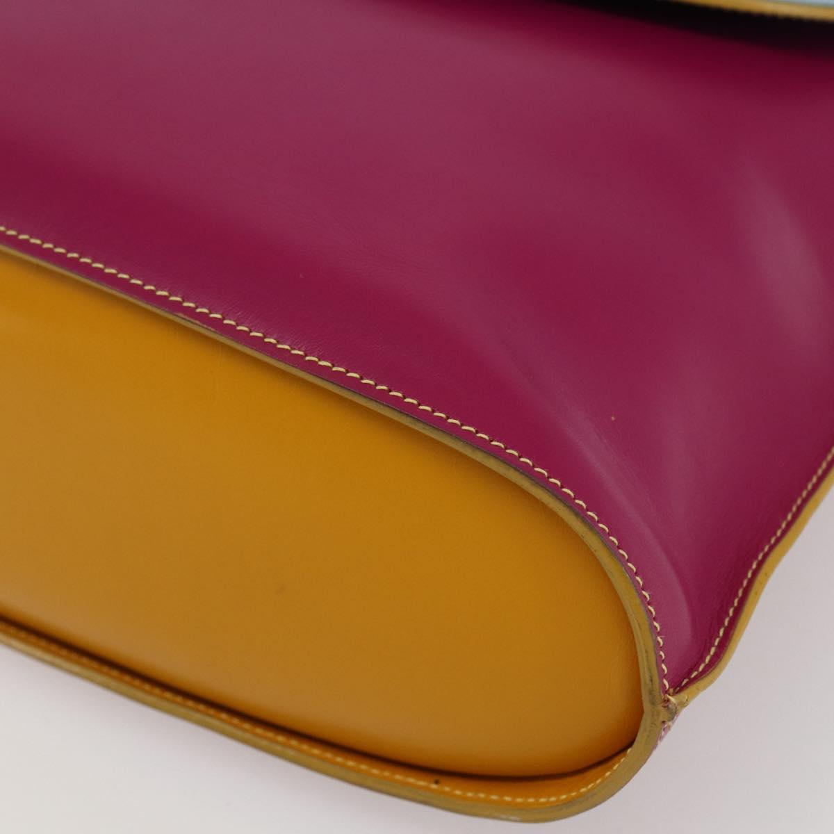 FENDI Hand Bag Leather Multicolor Gold Auth 149895V