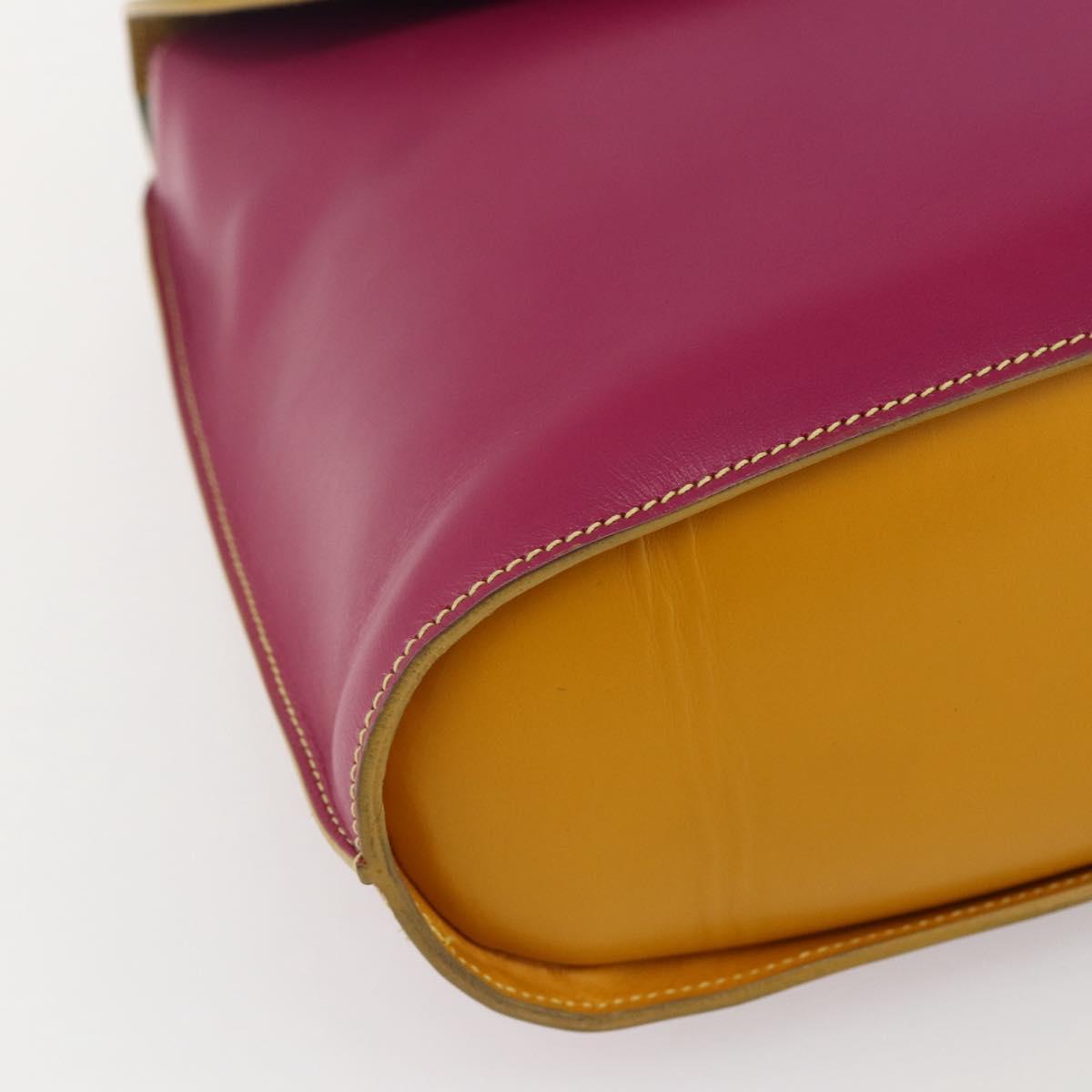 FENDI Hand Bag Leather Multicolor Gold Auth 149895V