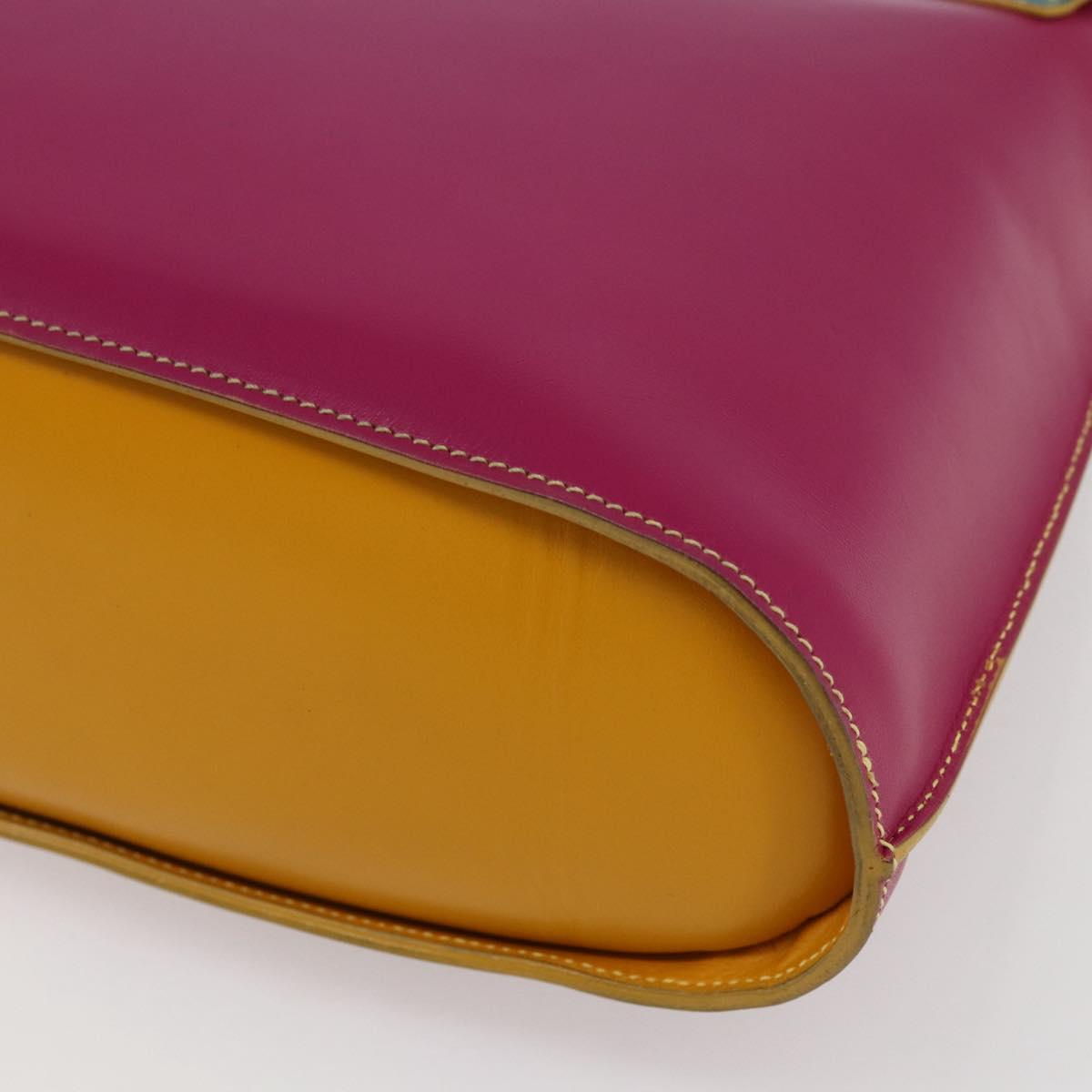 FENDI Hand Bag Leather Multicolor Gold Auth 149895V