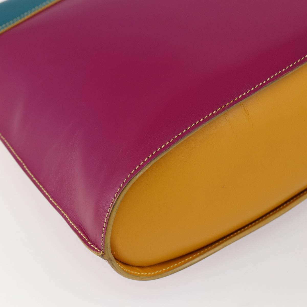 FENDI Hand Bag Leather Multicolor Gold Auth 149895V