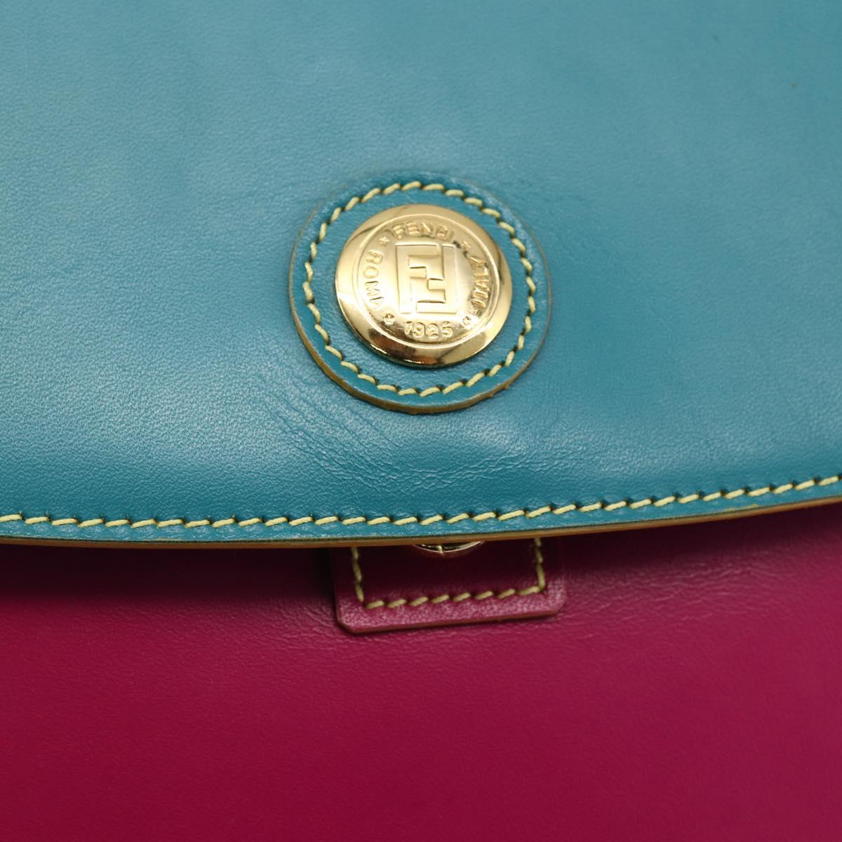 FENDI Hand Bag Leather Multicolor Gold Auth 149895V