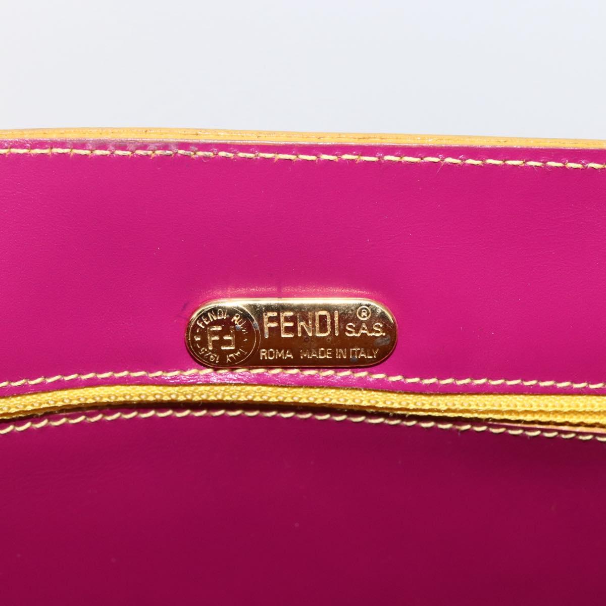 FENDI Hand Bag Leather Multicolor Gold Auth 149895V