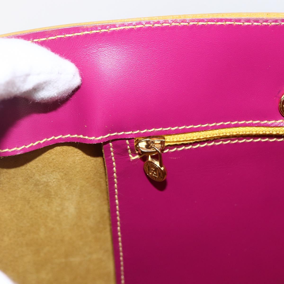 FENDI Hand Bag Leather Multicolor Gold Auth 149895V