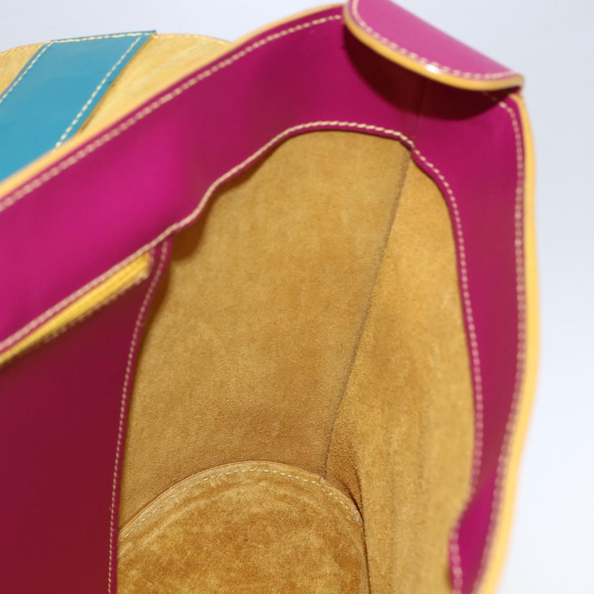 FENDI Hand Bag Leather Multicolor Gold Auth 149895V