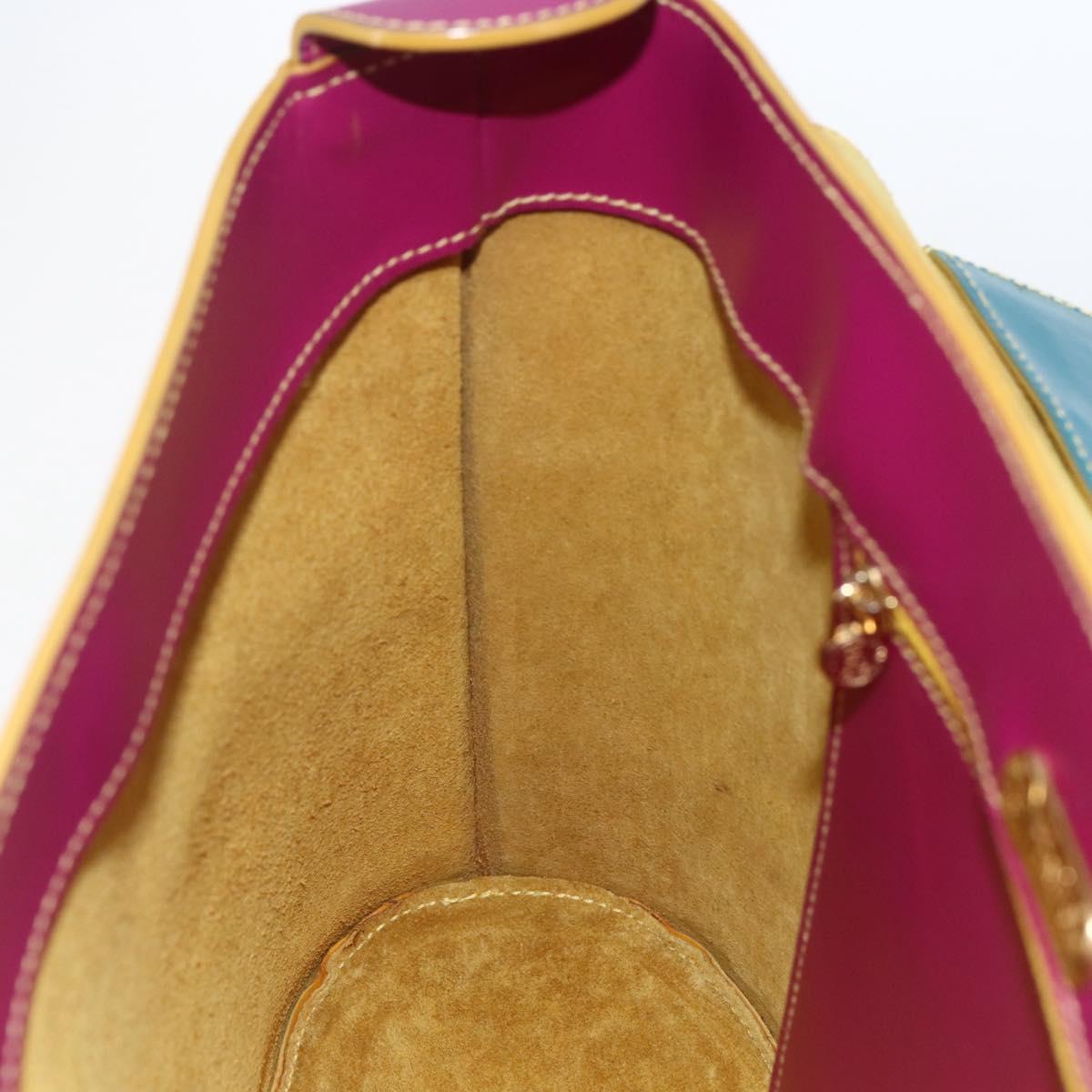 FENDI Hand Bag Leather Multicolor Gold Auth 149895V