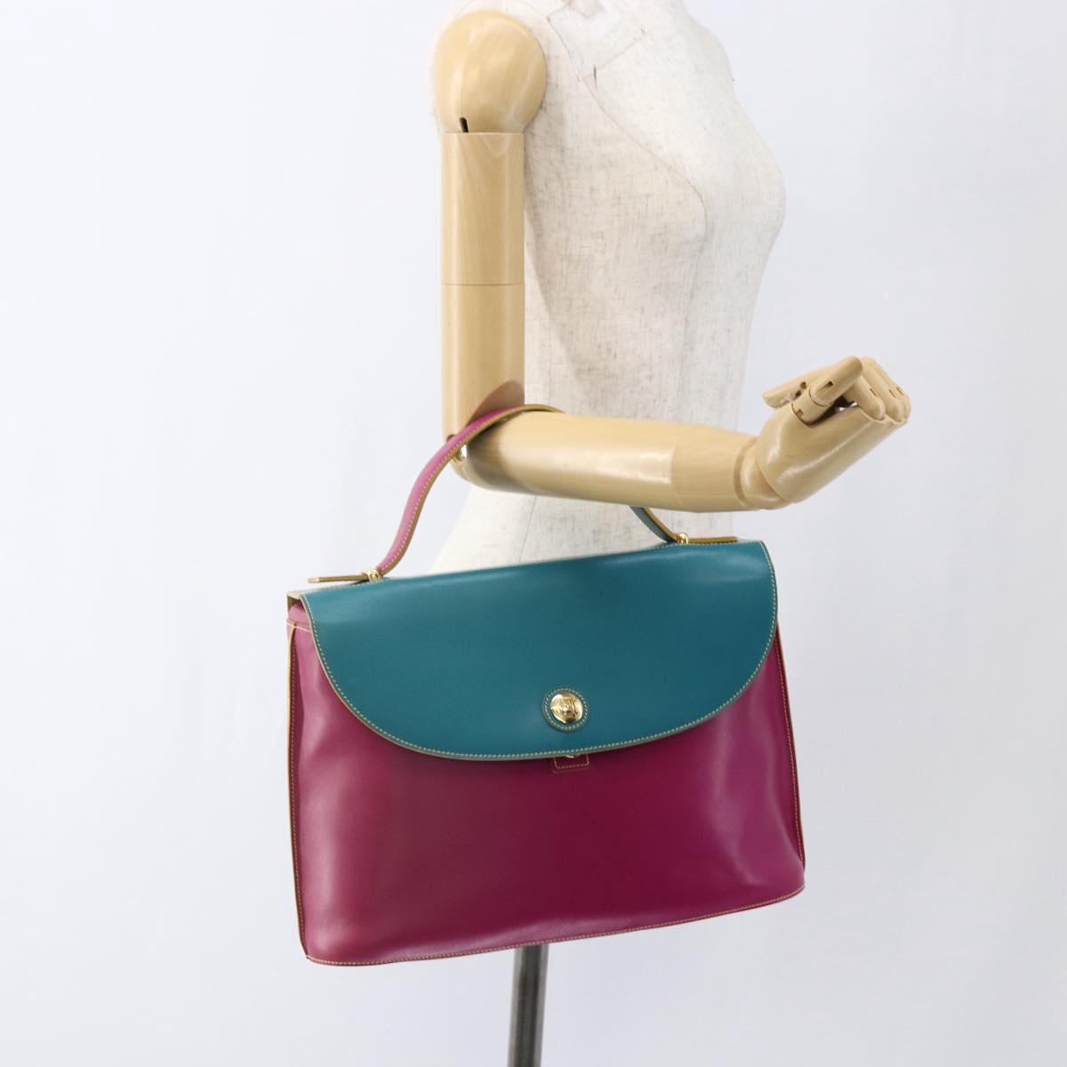 FENDI Hand Bag Leather Multicolor Gold Auth 149895V