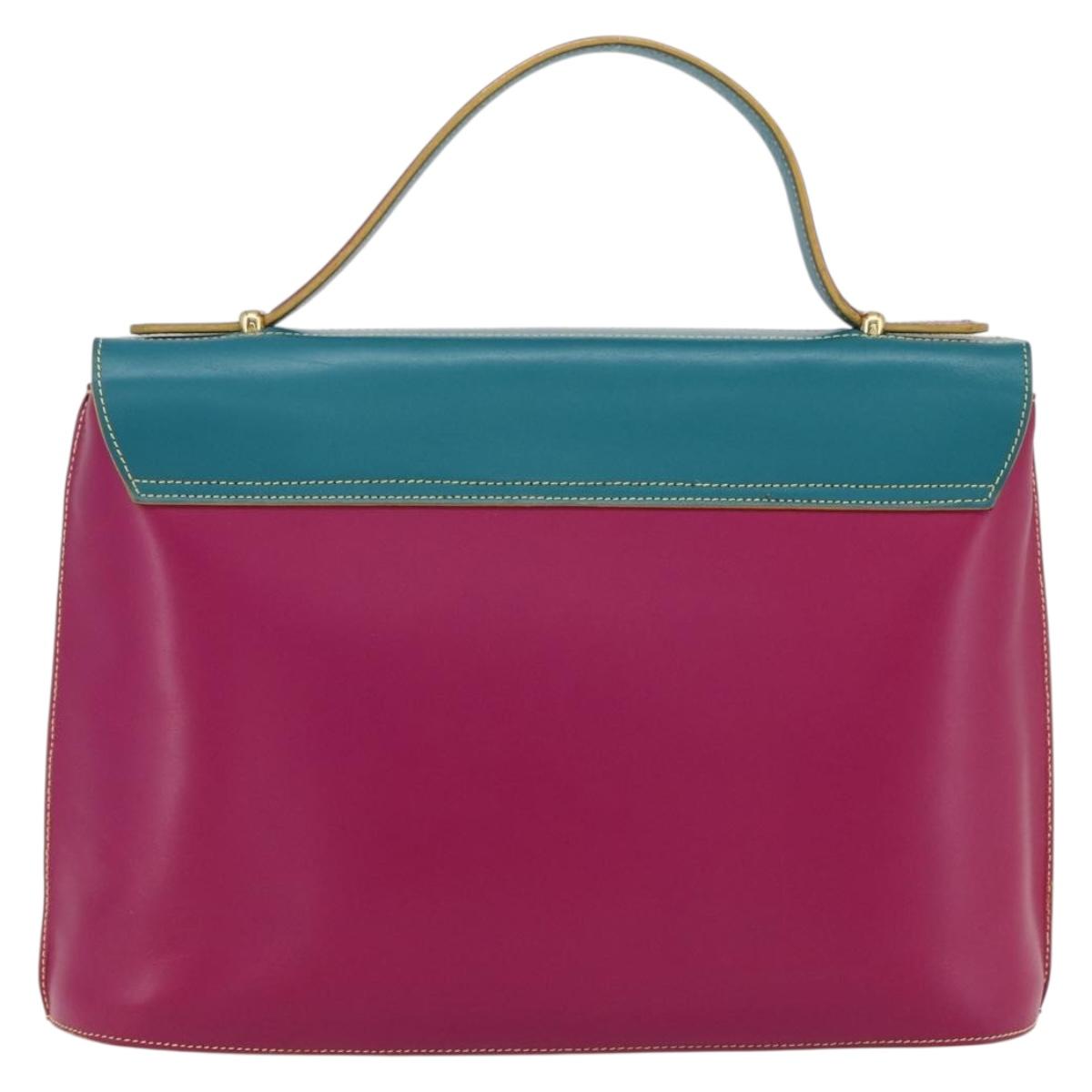 FENDI Hand Bag Leather Multicolor Gold Auth 149895V