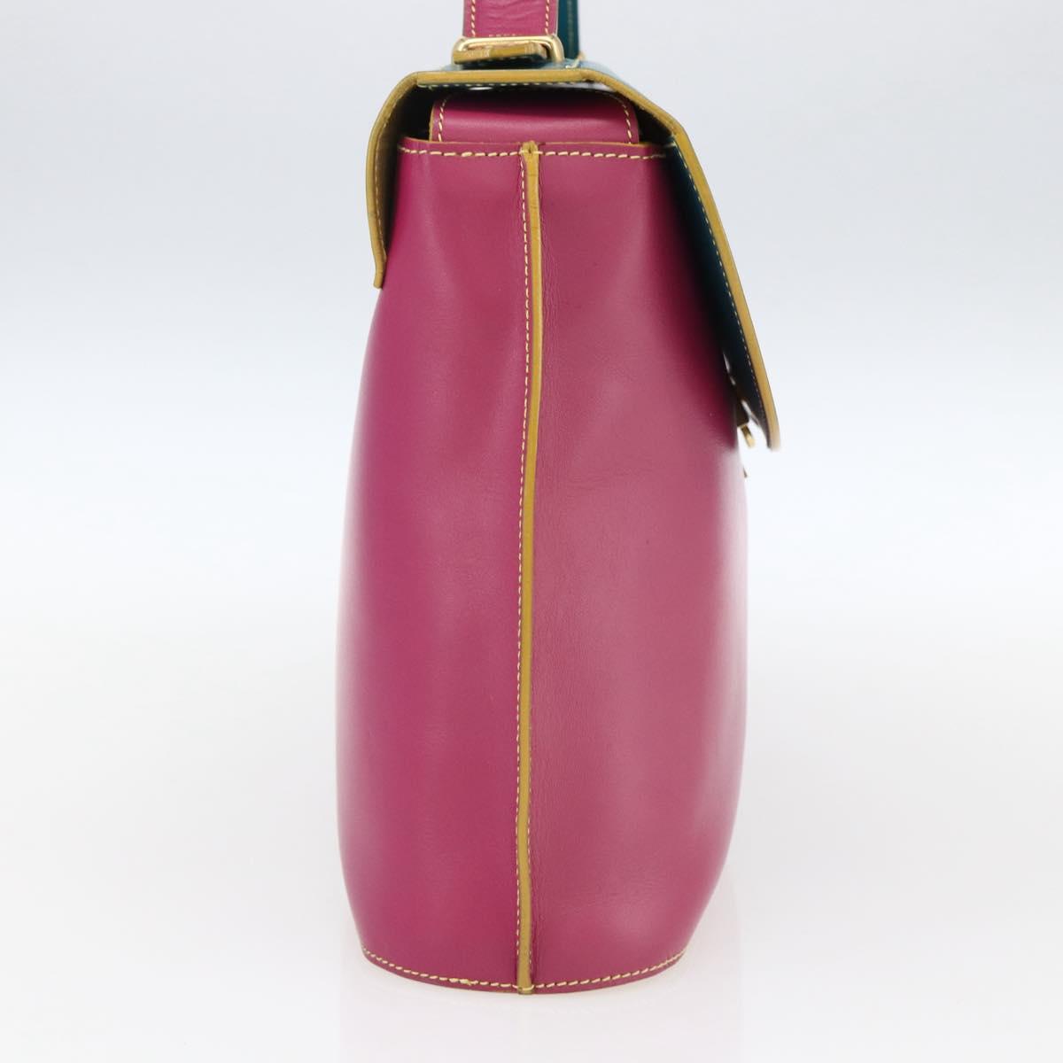 FENDI Hand Bag Leather Multicolor Gold Auth 149895V