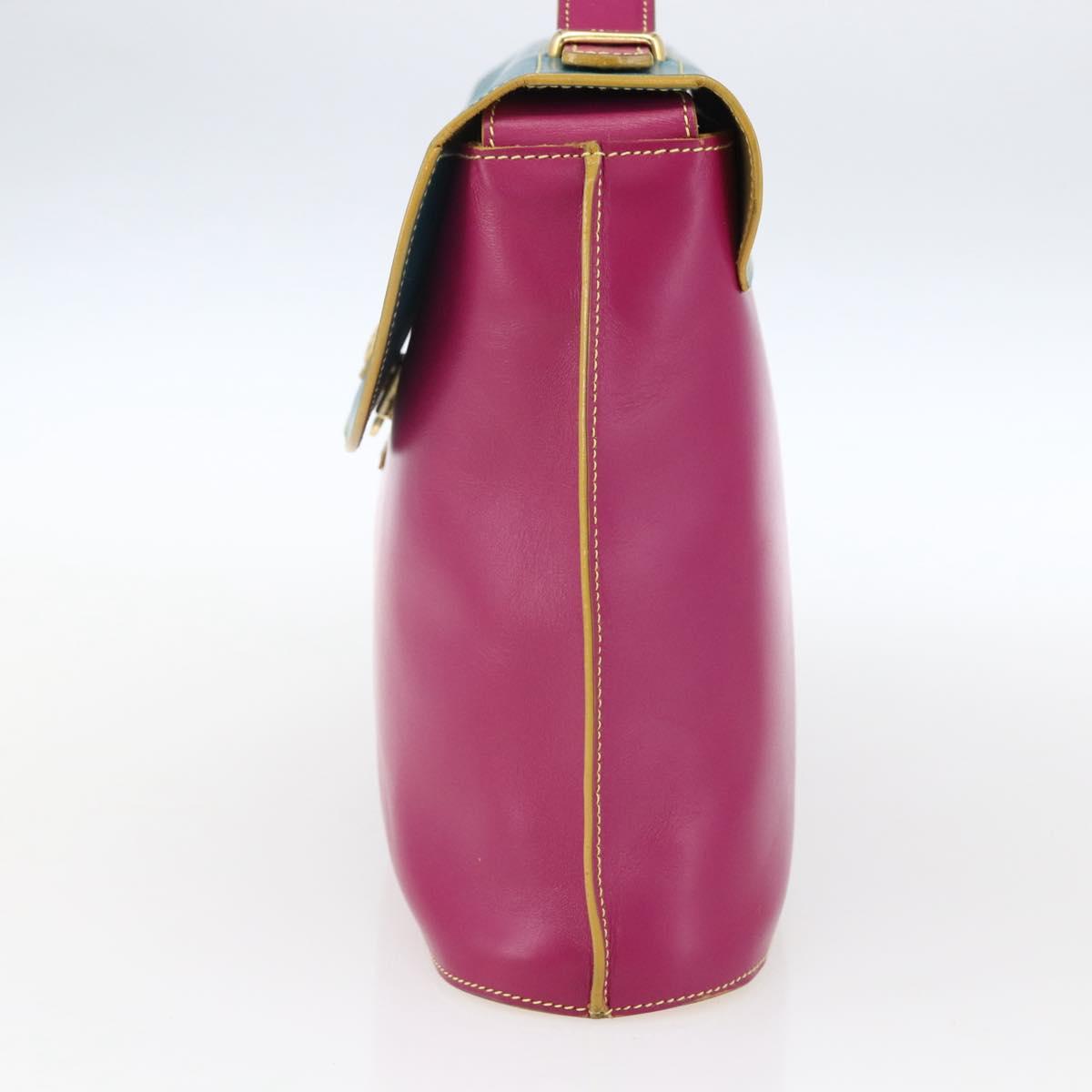 FENDI Hand Bag Leather Multicolor Gold Auth 149895V