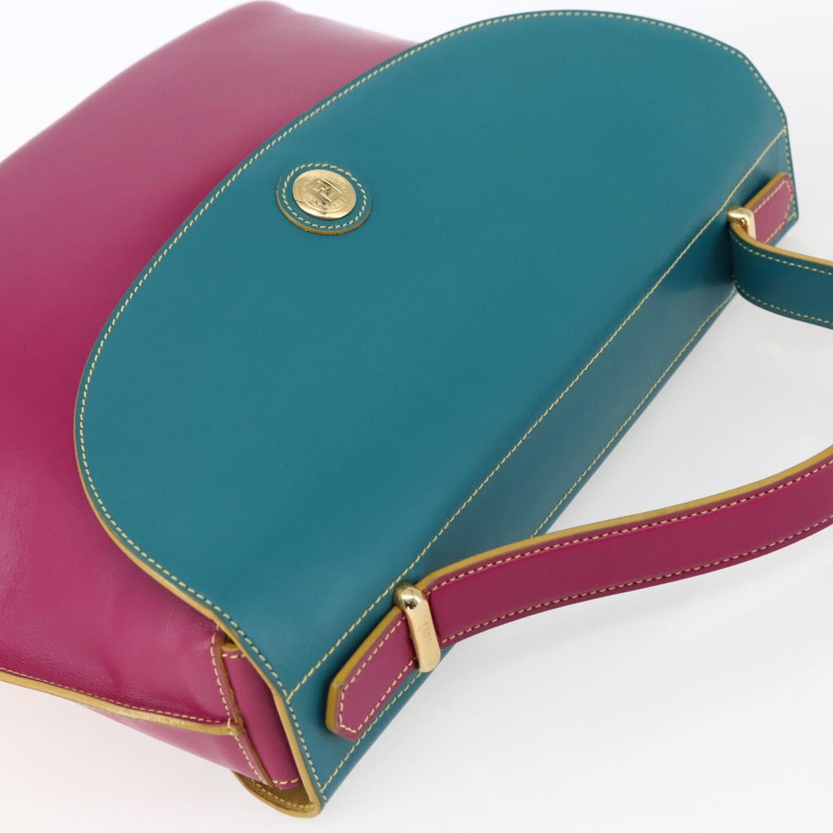 FENDI Hand Bag Leather Multicolor Gold Auth 149895V