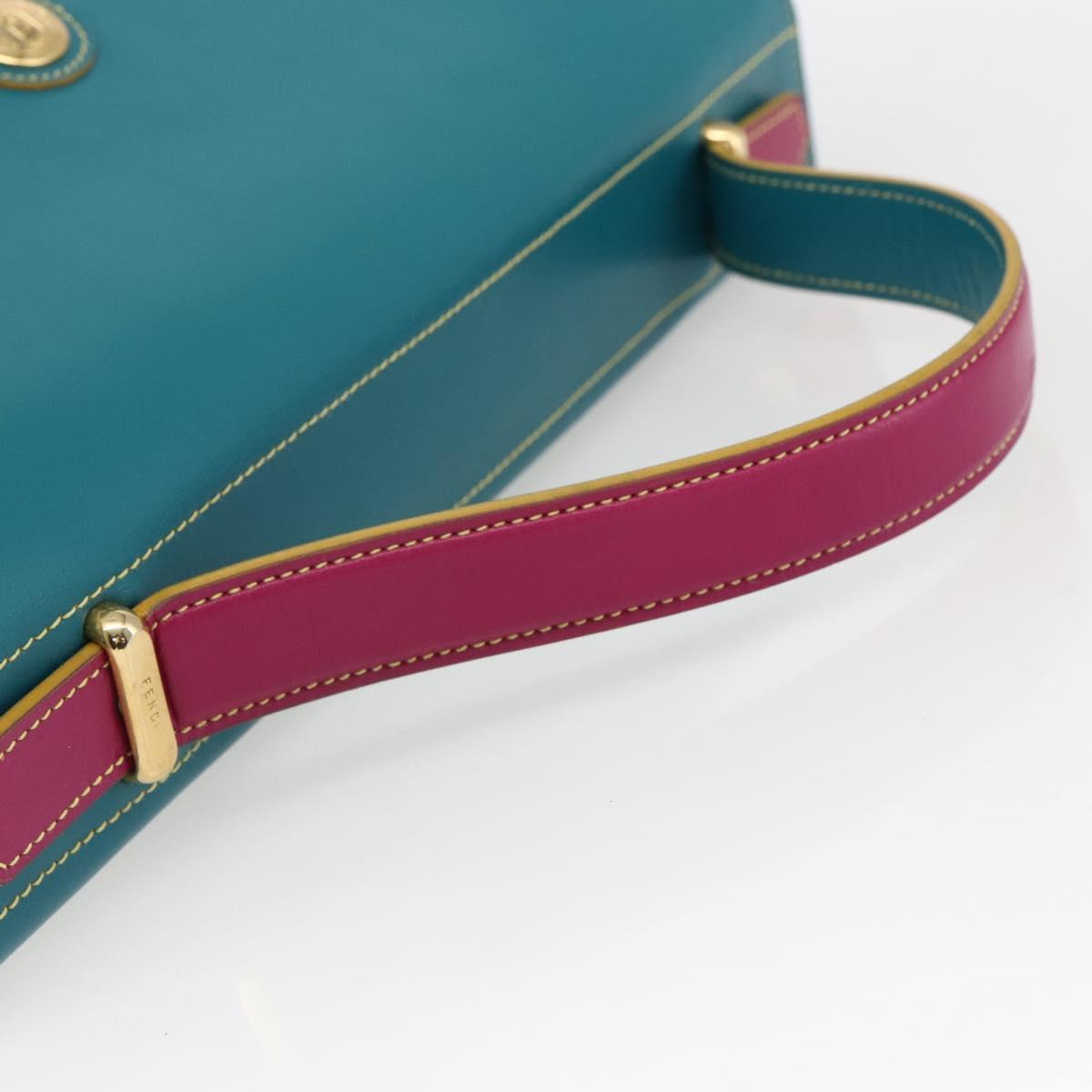 FENDI Hand Bag Leather Multicolor Gold Auth 149895V