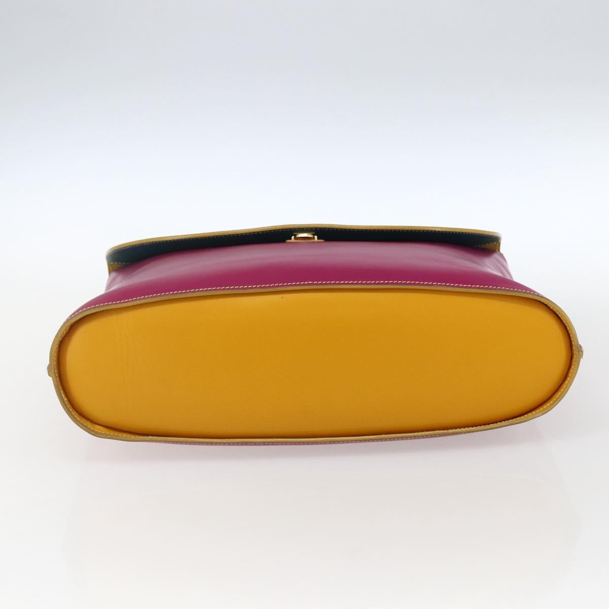 FENDI Hand Bag Leather Multicolor Gold Auth 149895V