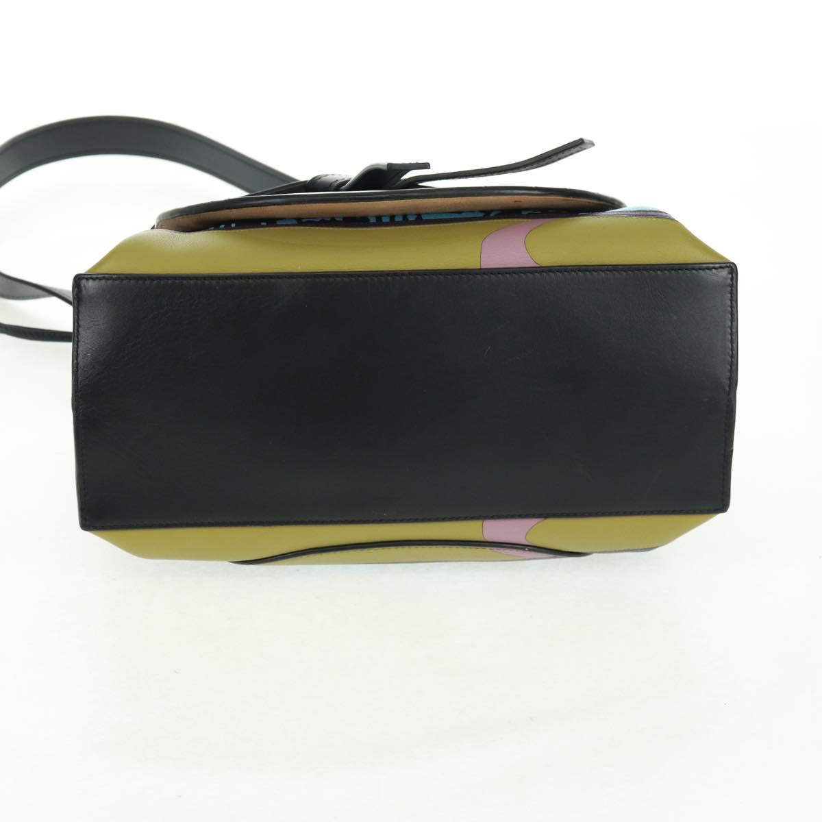 LOEWE Anagram Amazona 75 Hand Bag Leather 2way Blue Silver Auth 149898SM