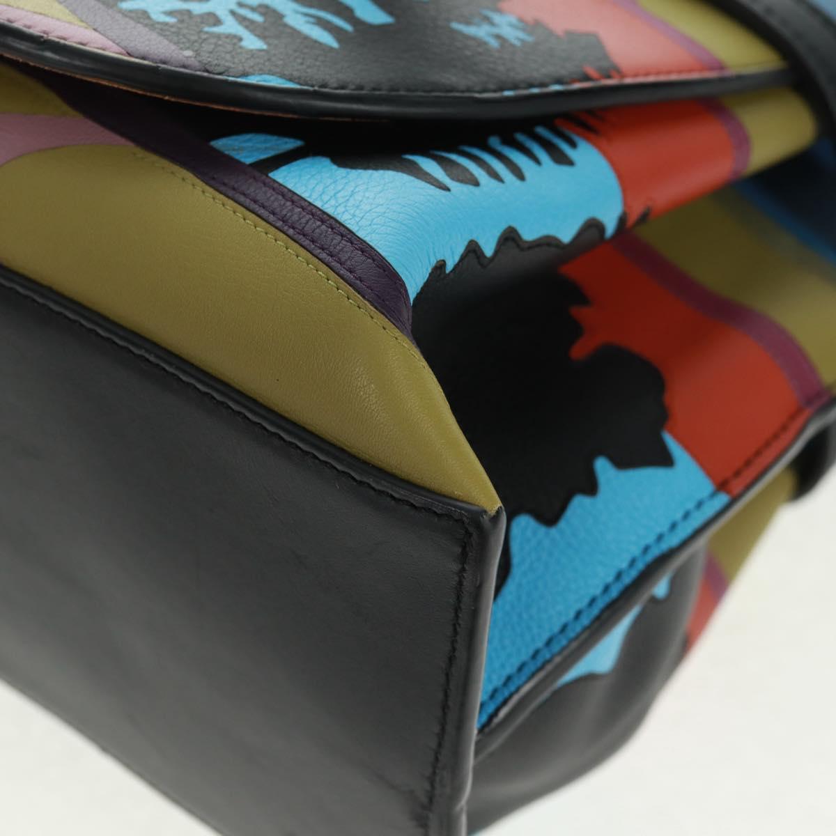 LOEWE Anagram Amazona 75 Hand Bag Leather 2way Blue Silver Auth 149898SM