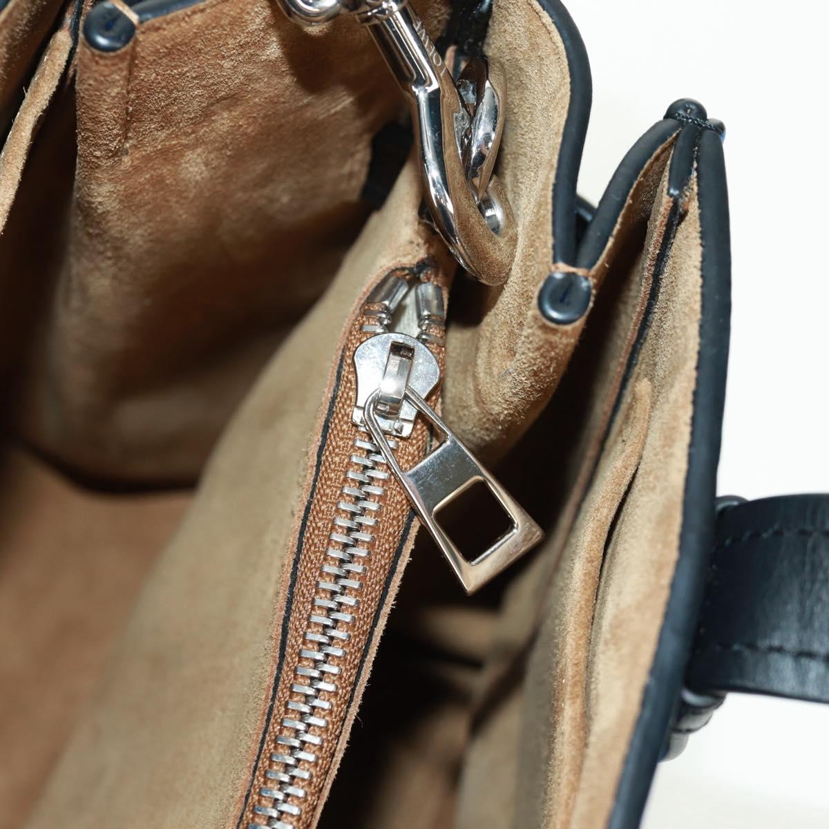 LOEWE Anagram Amazona 75 Hand Bag Leather 2way Blue Silver Auth 149898SM