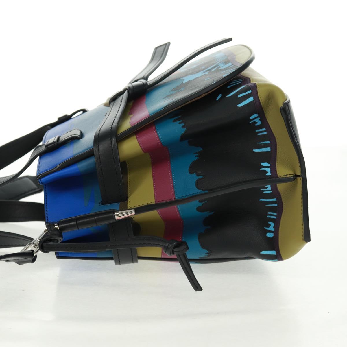 LOEWE Anagram Amazona 75 Hand Bag Leather 2way Blue Silver Auth 149898SM