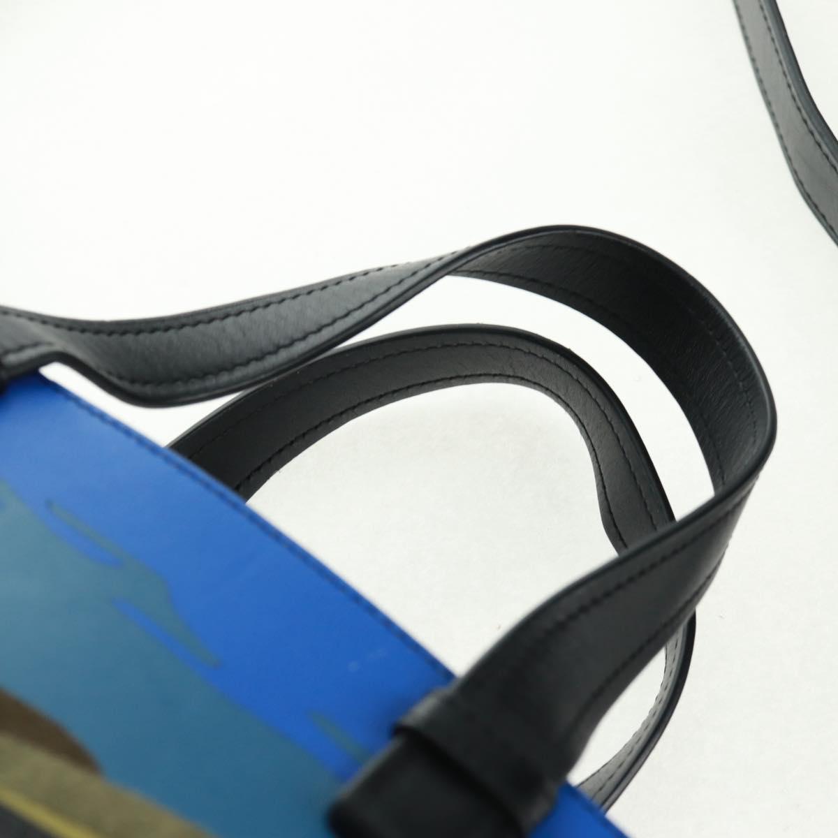 LOEWE Anagram Amazona 75 Hand Bag Leather 2way Blue Silver Auth 149898SM