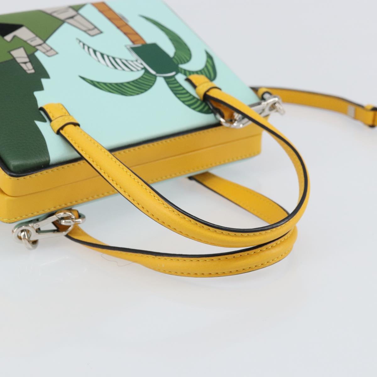 LOEWE Postal Small Hand Bag Leather 2way Yellow Silver Auth 149899SM