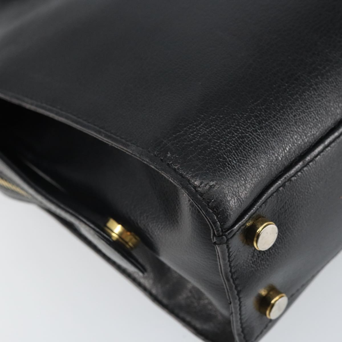 Salvatore Ferragamo Gancini Shoulder Bag Leather 2way Black Gold Auth 149910