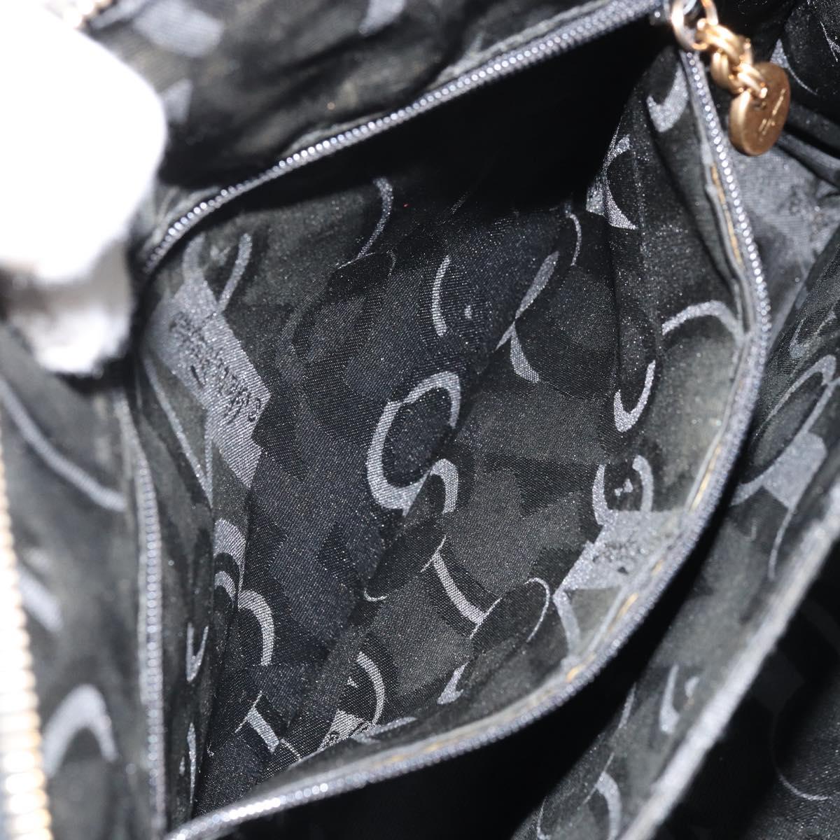 Salvatore Ferragamo Gancini Shoulder Bag Leather 2way Black Gold Auth 149910