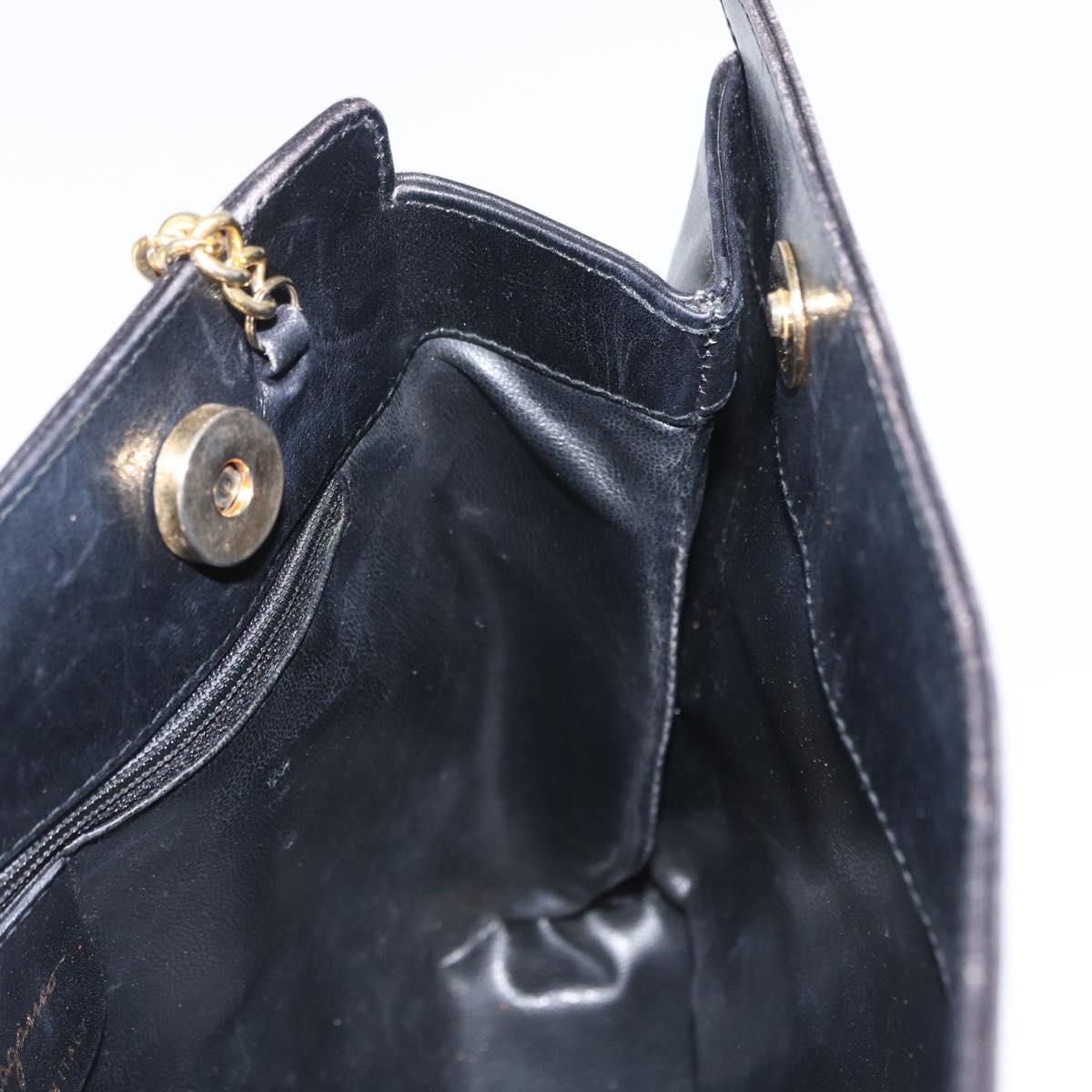 Salvatore Ferragamo Chain Shoulder Bag Leather Black Gold Auth 149911