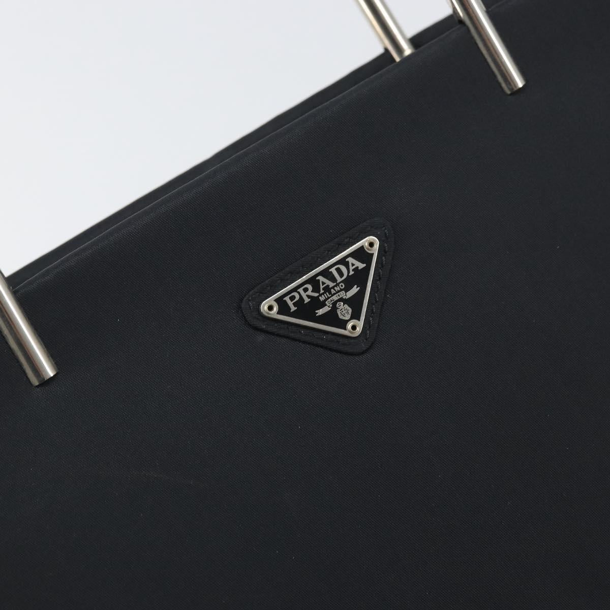 PRADA Hand Bag nylon metal Black Silver Auth 149917V