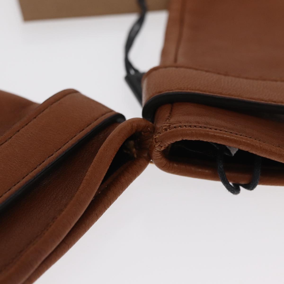 BURBERRY Gloves Leather Size 7 Brown Gold Auth 149919M