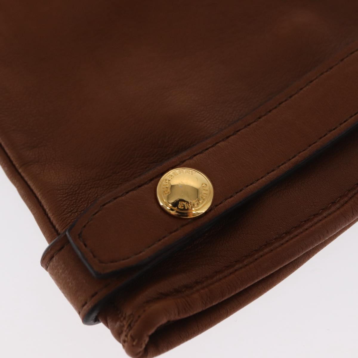 BURBERRY Gloves Leather Size 7 Brown Gold Auth 149919M