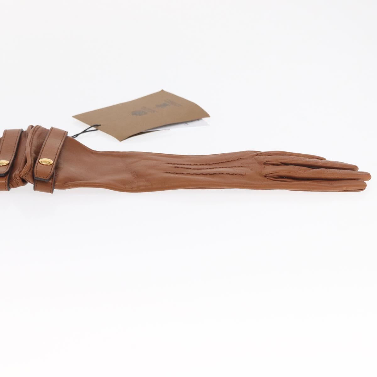 BURBERRY Gloves Leather Size 7 Brown Gold Auth 149919M