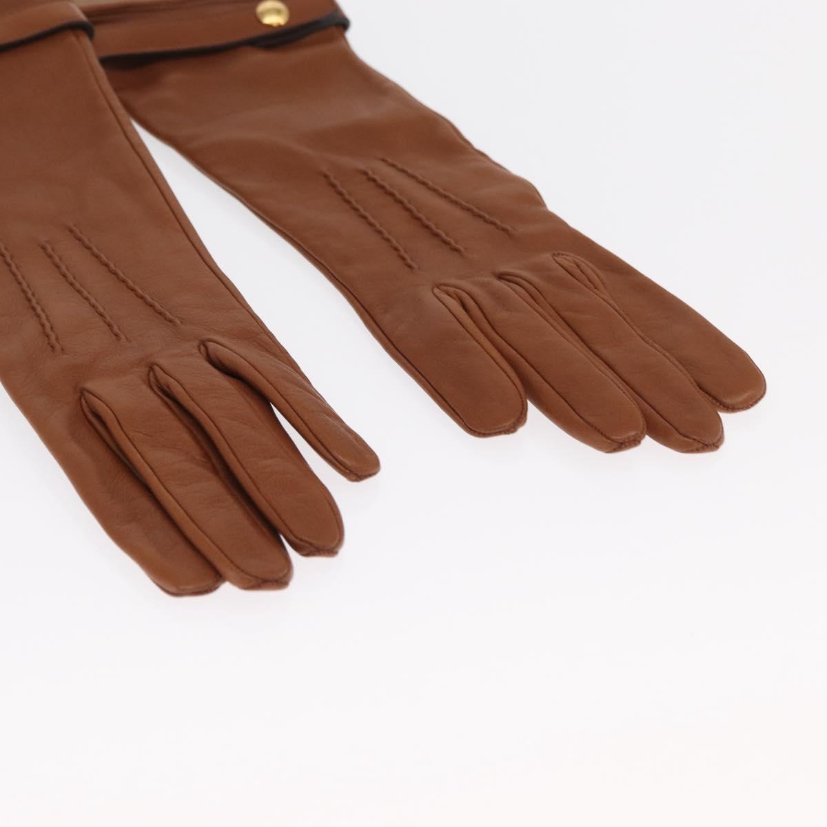 BURBERRY Gloves Leather Size 7 Brown Gold Auth 149919M