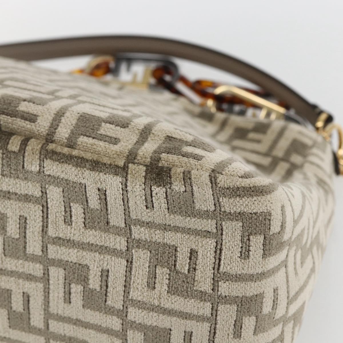 FENDI Zucca Canvas Hand Bag 2way Beige Gold Auth 149920SM