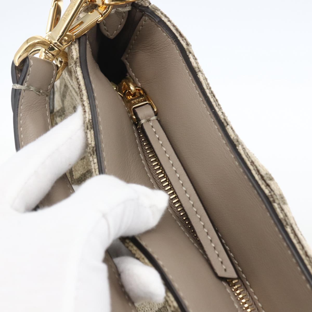 FENDI Zucca Canvas Hand Bag 2way Beige Gold Auth 149920SM