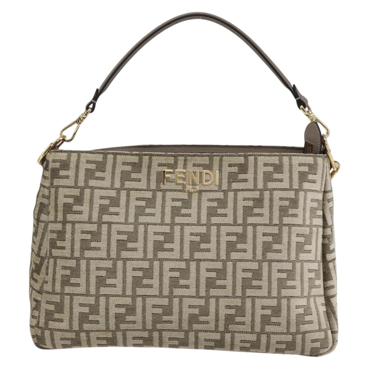 FENDI Zucca Canvas Hand Bag 2way Beige Gold Auth 149920SM