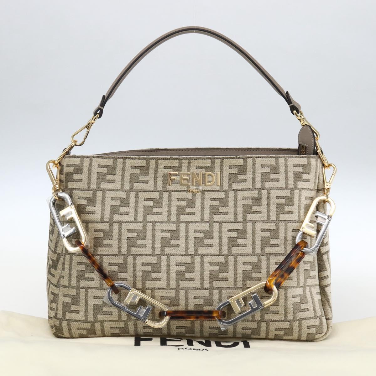 FENDI Zucca Canvas Hand Bag 2way Beige Gold Auth 149920SM