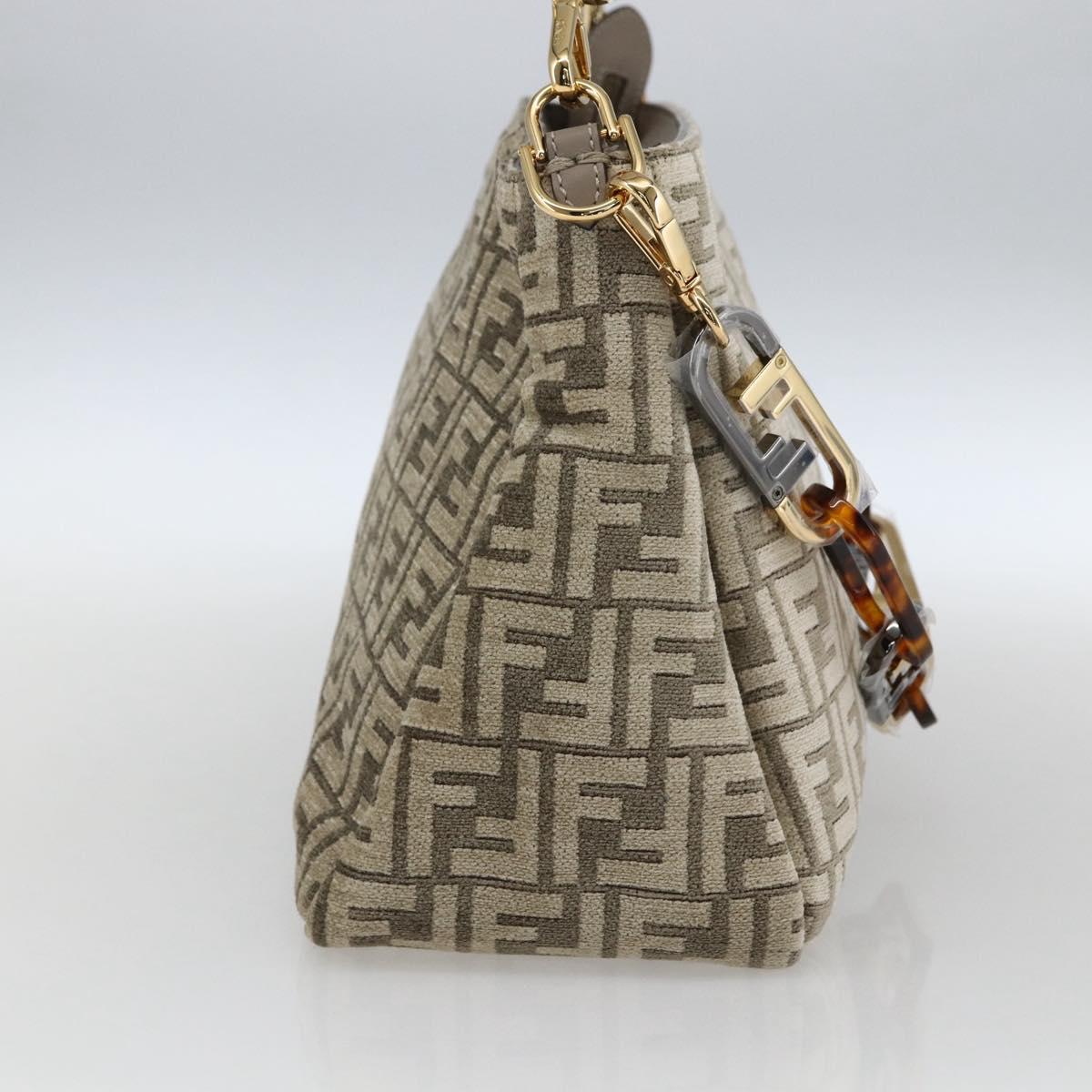 FENDI Zucca Canvas Hand Bag 2way Beige Gold Auth 149920SM