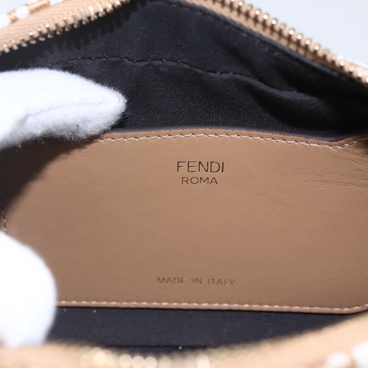 FENDI Zucchino Canvas Shoulder Bag Beige Gold Auth 149921SM