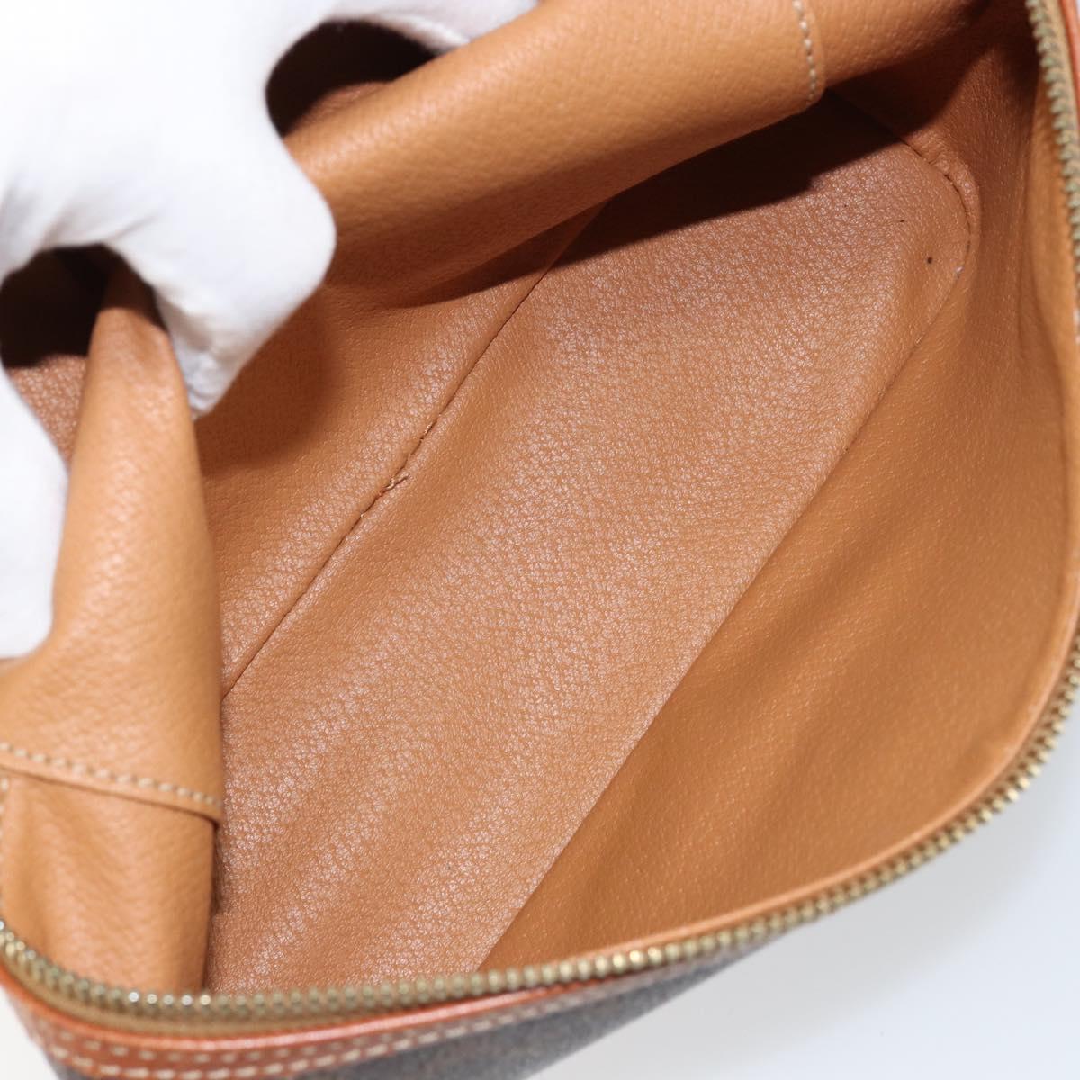 CELINE Macadam Canvas Vanity Pouch PVC Leather Brown Gold Auth 149953