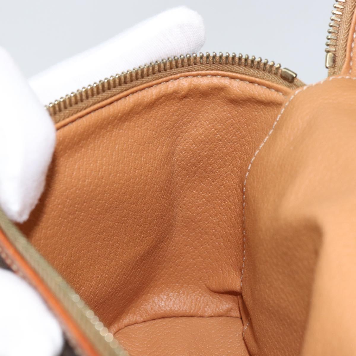 CELINE Macadam Canvas Vanity Pouch PVC Leather Brown Gold Auth 149953