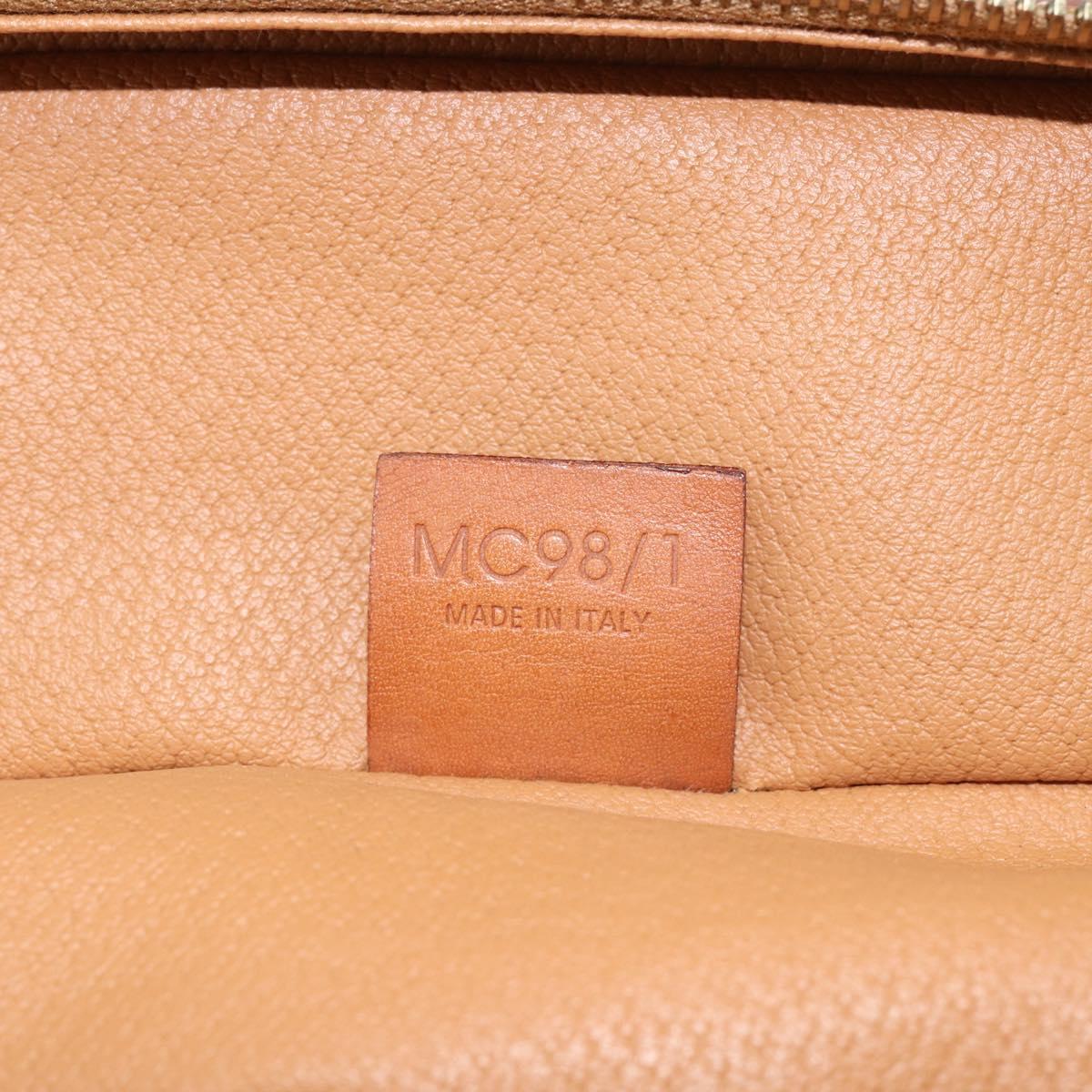 CELINE Macadam Canvas Vanity Pouch PVC Leather Brown Gold Auth 149953