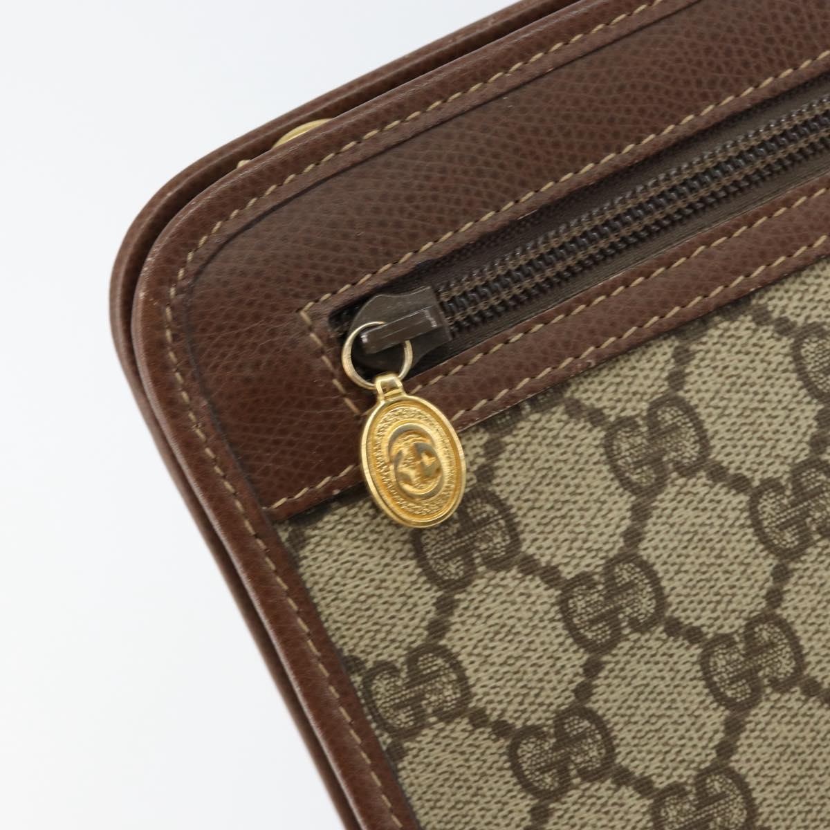 GUCCI GG Supreme Clutch Bag PVC Beige Gold 014 115 6063 Auth 149954