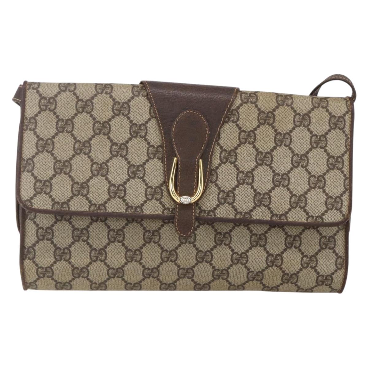 GUCCI GG Supreme Shoulder Bag PVC Beige Gold 904 02 050 Auth 149956