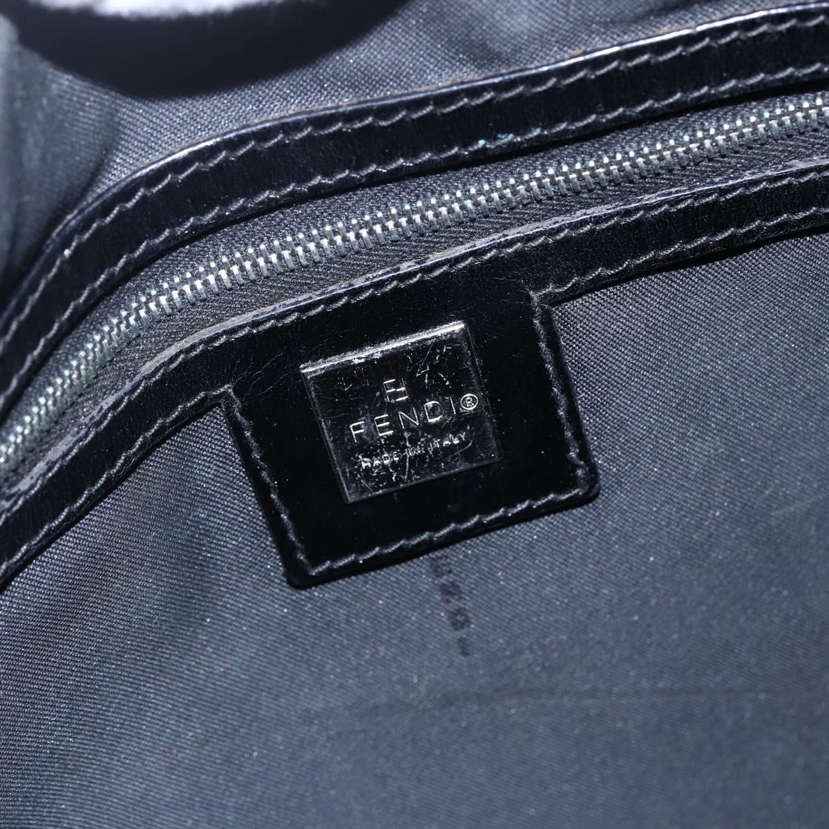 FENDI Zucca Canvas Shoulder Bag Black Silver Auth 149971