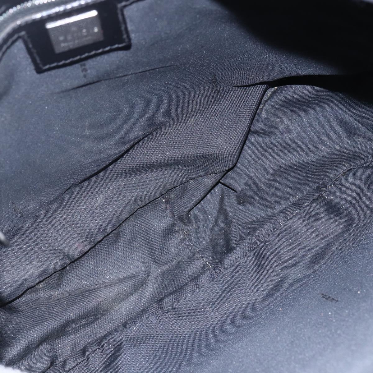 FENDI Zucca Canvas Shoulder Bag Black Silver Auth 149971